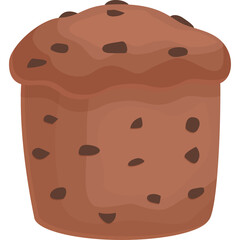 Chocolate Chip Muffin With Dark Brown Batter and Scattered Dark Chocolate Chips Isolated on Transparent Background
