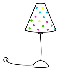 Lamp with polka dots and a curly cord on transparent background silhouette
