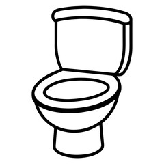 Outline drawing of a standard toilet bowl on transparent background silhouette