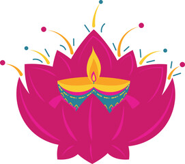 Colourful Traditional Lotus Diya for Diwali Celebration Bright Indian Festive Design