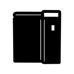 Illustration of a black book with spine detail against a white background