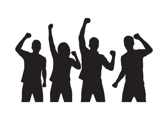 Vector art of silhouette of people cheering