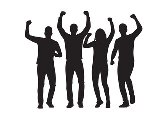 Vector art of silhouette of people cheering