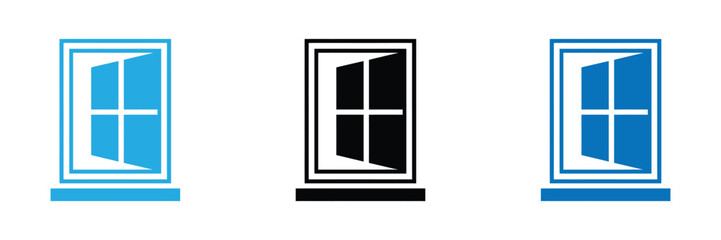 Fresh open window icons offering modern architectural design concept,Window vector icon in different styles isolated on white background