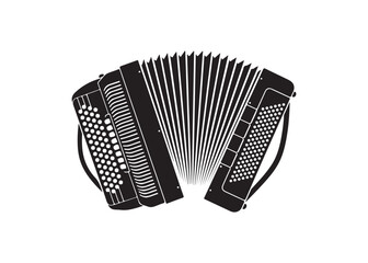 Vector art of black and white accordion musical instrument