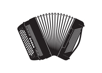 Vector art of black and white accordion musical instrument