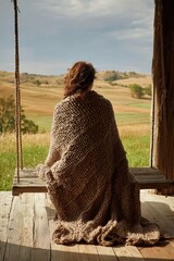 A woman sitting on a porch swing