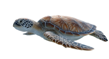 A green sea turtle is seen swimming gracefully in its natural aquatic environment.