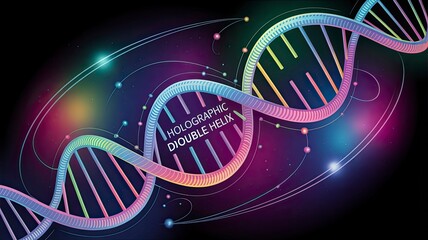 Holographic Double Helix in Vibrant Colors with Cosmic Elements