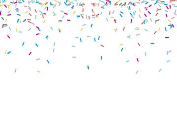 Colorful sprinkles falling a festive vector illustration for party decorations isolated on a clean white background. EPS vector illustration