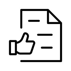  Thumbs up document icon, approved file positive feedback outline
