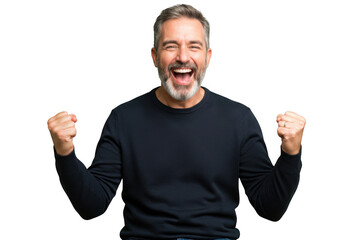 Excited man celebrating success isolated on transparent background