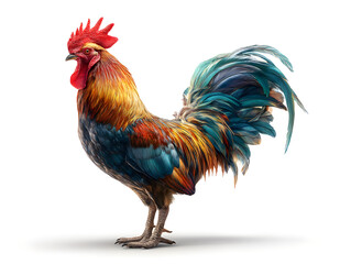 Fototapeta premium Ultra Realistic Cinematic Studio Photograph of a Colorful Rooster with Vibrant Feathers and Detailed Features