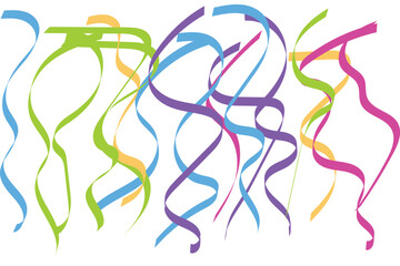 Colorful party streamers vector illustration of festive ribbon decorations perfect for backgrounds and celebratory designs