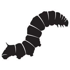 Curved Black Caterpillar Silhouette Illustration