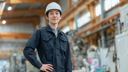 工場で働く人のポートレート風