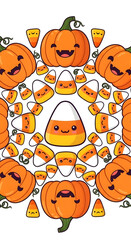 Cute Pumpkins and Candy Corn Design for Halloween Decorations