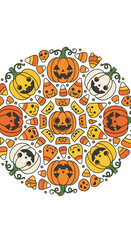 Cartoon Pumpkins and Candy Corn Pattern for Halloween Decorations