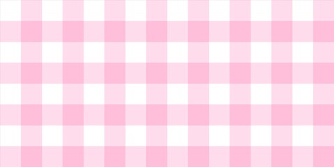 Pink gingham checkered pattern background. Soft pastel pink plaid pattern. Seamless pink and white check design. Sweet vintage picnic tablecloth aesthetic.