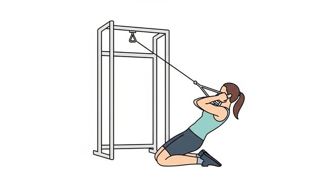 Kneeling Cable Crunch Exercise Illustration for Abdominal Workout.