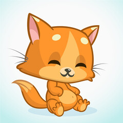 Orange Cat Cartoon Adorable Baby Kitten Vector Illustration
