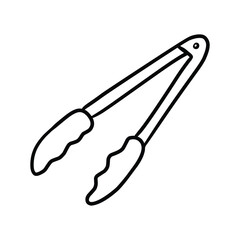 Kitchen or Serving Tongs Line Art Illustration