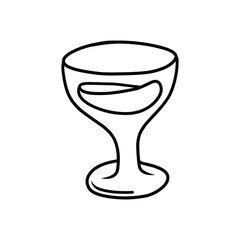 Stemmed Wine Glass with Liquid Line Art
