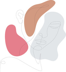 Women Face Line Art Element