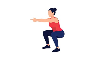Fototapeta premium Woman Performing Squat Exercise for Fitness and Strength Training.