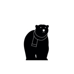Polar bear silhouette wearing a winter scarf.