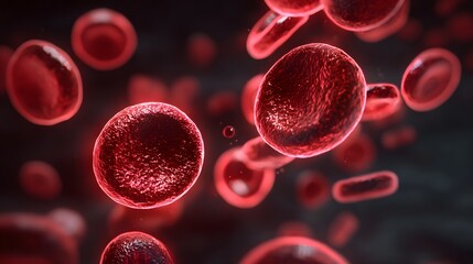 Microscopic view of red blood cells circulating in the bloodstream.