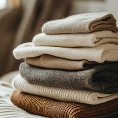 Stack of folded folded linen