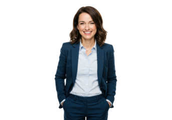 Smiling woman in business attire portrait on transparent background
