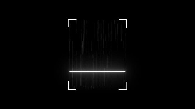 Abstract scanner icon animation. White color QR Code Scan technology animation on black background. 