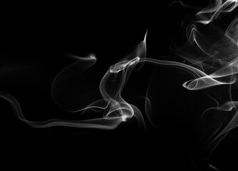 Fototapeta premium White smoke abstract on black background, fire design