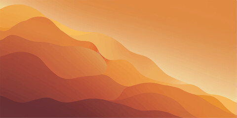 Sunset over mountain landscape with orange sky and clouds