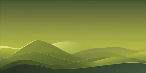 Obraz premium Abstract vector illustration of a sunny summer landscape with green hills, grass, and blue sky with clouds