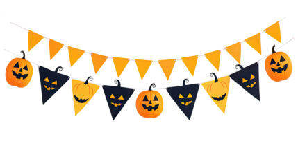 A Halloween-themed banner with pumpkins and jack-o-lanterns.