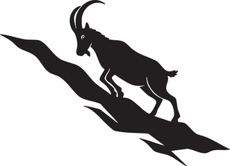 Fototapeta premium Mountain Goat Climbing Silhouette Vector Art