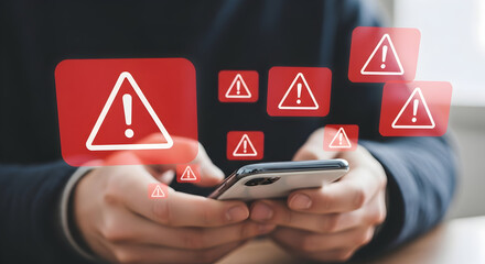 Urgent alerts flood phone screen as user navigates digital warnings