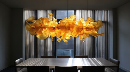 A dining room with a table and chairs