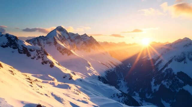 Majestic mountain sunset panorama