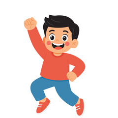 Cartoon boy jumping with joy illustration