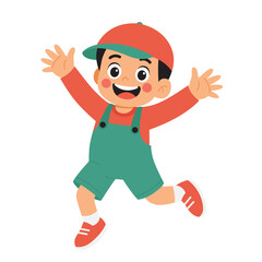 Cartoon boy jumping with joy illustration