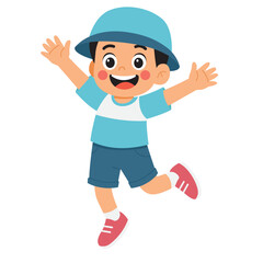 Cartoon boy jumping with joy illustration