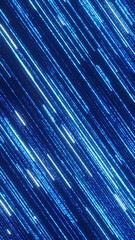 Diagonal blue glowing lines on dark background, fast data flow, innovation and communication theme.