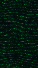 Bright green digital lines form smooth data surface. Futuristic technology background for AI or science visuals.