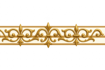 Golden fleur de lis ornate border on transparent background