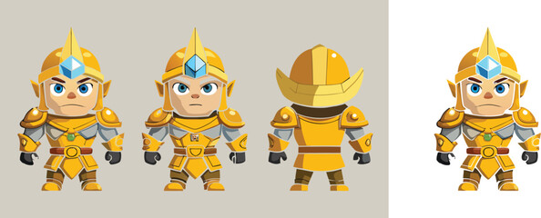 Game character design showcases an armored guardian concept with a stern expression, perfect for fantasy game development and animated storytelling