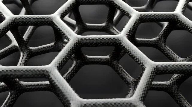 Close-up of intricate hexagonal carbon fiber structure showcasing modern design